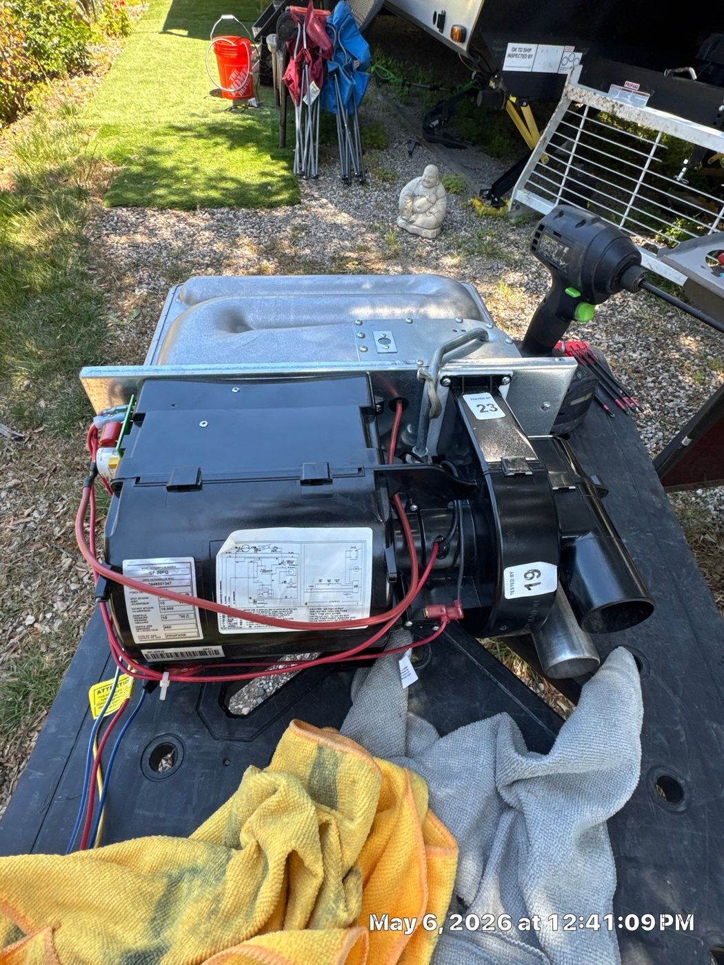 RV propane furnace removed and serviced by Lavender Mobile RV Solutions